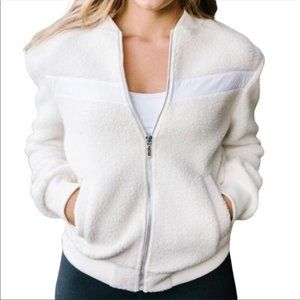 Zyia Active Flying V Sherpa Fleece Full-Zip Jacket White Medium